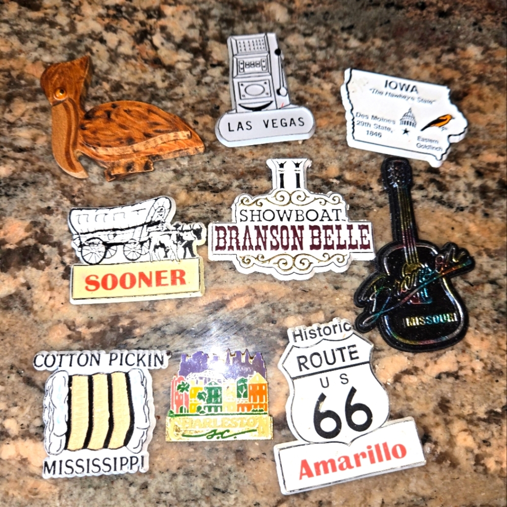 Assorted Decorative Magnets Set Vintage Travel Theme